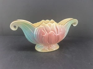 Vintage Diana Pottery Lustre Ware Twin Handle Vase Art Deco Tulip Leaf Glamour - Picture 1 of 9