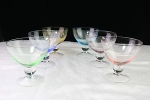 Set of 6 Footed Dessert Bowls Sherbet Ball Stem Luigi Bormioli Gallerie Italy - Picture 1 of 3