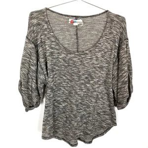 Free People Beach Nani Knit Top Sz L Marled Black Cream Dolman Sleeve Oversize - Picture 1 of 4