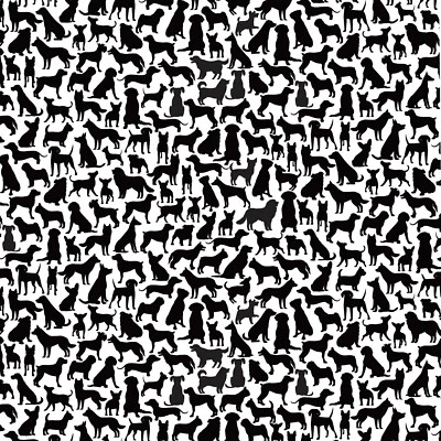 Tela 100 % algodón Timeless Treasures Shadow Dogs negro/blanco por yarda Foto 1 de 2