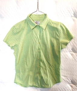 Quizz Women's Blouse Medium Green Stretch With Darts Short Sleeve - As Is - Picture 1 of 4