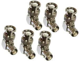 6 Pack BNC Male to Female Right Angle Adapter Gold-Pin Coaxial Cable Connector - Picture 1 of 1