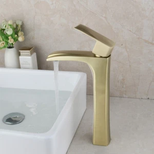 Brushed Gold Bathroom Sink Mixer Single Handle&Hole Deck Mount Vanity Faucet Tap - Bild 1 von 9