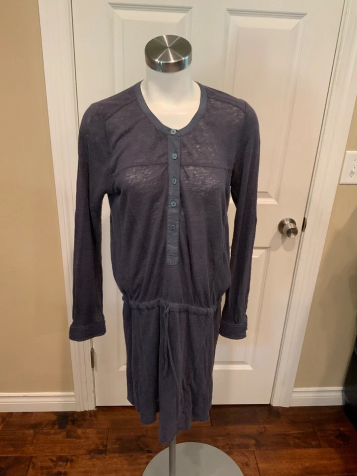 Mini Vestido Vince Azul Oscuro Manga Larga Henley Talla Mediana Foto 1 de 4