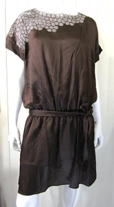 Alice Ritter Sleeveless NWT 100% Silk Boat Neck Sheath Dress Size 6 Brown  - Picture 1 of 5