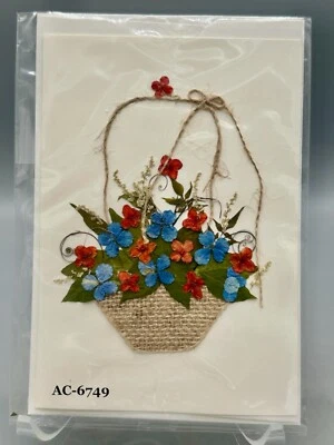Handmade Pressed Dried Real Flower Greeting Card - Floral Arrangement - Image 1 of 4