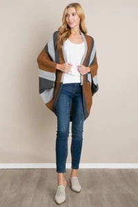 Neu mit Etikett Boutique Designer Cardigan Pullover Farbblock grau camel Cocoon weich S M L - Bild 1 von 4