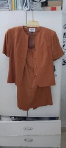 NWT Top And Skirt Set 2Pc Suit Rust Jacket Blazer Linen Outfit Matching Co Ord & - Picture 1 of 6
