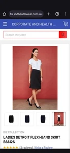 Biz Collection Corporate Ladies Detroit Flexi-Band Skirt Black Navy BS612S - Picture 1 of 3