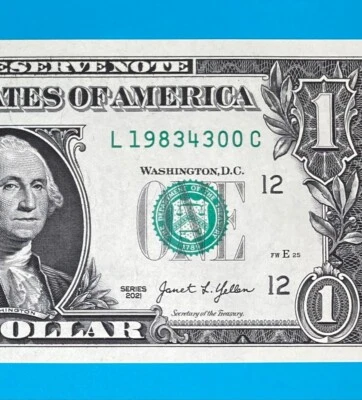 1983 April 3 : L 19834300 C $1 One Dollar Bill BIRTHDAY Note *UNC* - Image 1 of 3