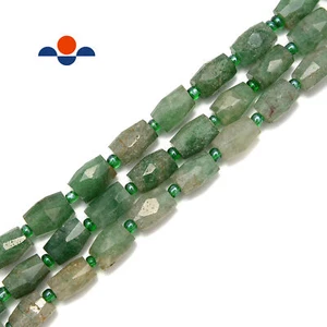 Green Strawberry Quartz Faceted Barrel Cylinder Beads Size 10x14mm 15.5" Strand - Picture 1 of 2