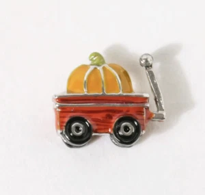 Origami Owl PUMPKIN IN A LITTLE RED WAGON Floating Enamel FALL & HALLOWEEN Charm - Picture 1 of 3