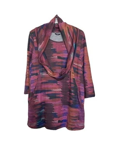Roman Knit Top Size 12 3/4 Sleeved Longline Round Neck Removable Scarf Pink - Picture 1 of 6