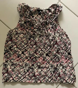 Blusa para el torso sin mangas Tommy Hilfiger marfil, negro y rosa con volantes talla extra grande - Imagen 1 de 5