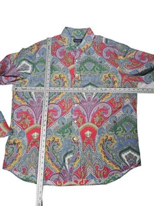 Camisa Ralph Lauren Etiqueta Púrpura Para Hombres Paisley XL Multicolor Abotonada - Imagen 1 de 7