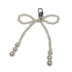 Korean Bowknot Pendant Keychain Handmade Butterfly Ribbon Keyring Pearl Beaded - Zdjęcie 1 z 8