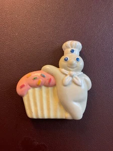Pillsbury Doughboy With Cupcake Vintage Refrigerator Magnet - Picture 1 of 2
