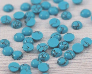 LOTE DE 4 MM Cabujones Redondos Azul Turquesa Líneas Delgadas Cabinas de Piedras Preciosas Sueltas 50 piezas - Imagen 1 de 5