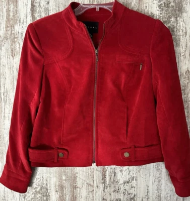 TRIBAL Women's Size 8P Bright Red Full Zip Military Style Jacket, Lined, Pockets - Image 1 of 4