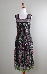 PARKER New York $200 Embroidered Floral Lace A-Line Midi Tank Dress Size 4 - Picture 1 of 6