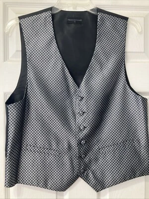 Pronto Uomo Tuxedo Vest Size Medium Grey Black Geometric  - Image 1 of 4