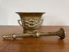 Antique Vintage Heavy Brass Nautical Pestle And Mortar
