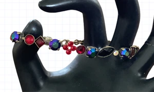 Sorelli Bright Swarovski Crystal Bracelet Vibrant Rainbow Jewel ColorsBrass Tone - Picture 1 of 7