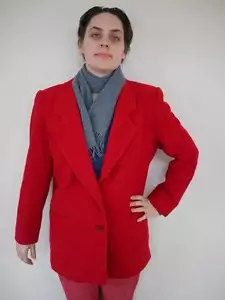 Vintage Eddie Bauer Red WOOL Womens Blazer Coat Jacket USA M-L - Picture 1 of 7