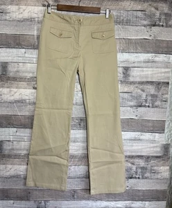 Talbots Tan Bootcut Chino Pants Flat Front Size 2 Stretch Cotton - Picture 1 of 8