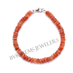 AA Natural SunStone Bracelet, Genuine Sunstone Jewelry Beaded Bracelet, Sunstone - Picture 1 of 3