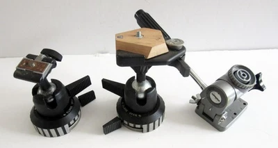 Colección de 3 piezas de soportes de cámara ajustables para trípodes, mod 108, 168, Velbon Foto 1 de 3