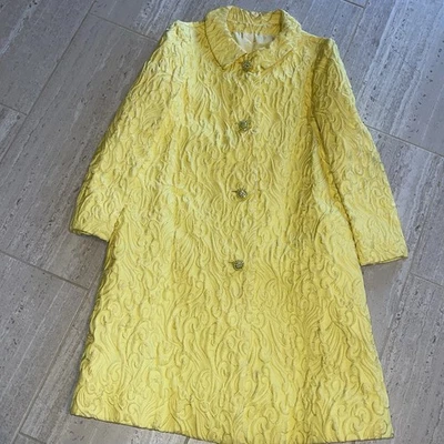 Abrigo Columpio Brocado Amarillo Años 60 De Colección 39 Busto Mod Chaqueta Cambio Para Mujer Talla L Foto 1 de 4