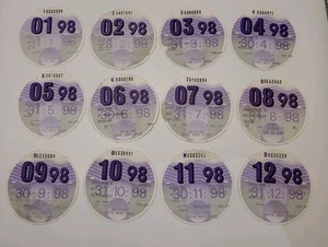 12 X 1998 LORRY LORRIES MANUFACTURER'S Full Year Original Stamped Tax Tax Discs - Picture 1 of 8