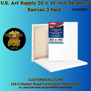 3er Pack US Art Supply 30" x 40" Acryl grundiert Baumwolle Ente gespannte Leinwand - Bild 1 von 2