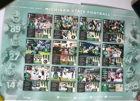 2016 Michigan State Spartans football poster MSU 2015 Big Ten Champs-Cotton Bowl Cover
