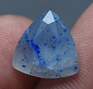 Wow Trillion Cut Faceted Fluorescent Afghanite with Lazurite Inclusion 3.20 Crt - Picture 1 of 6