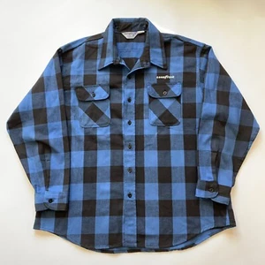 Swingster Goodyear blau kariertes Button Down Hemd Langarm Herren 2XL USA - Bild 1 von 9