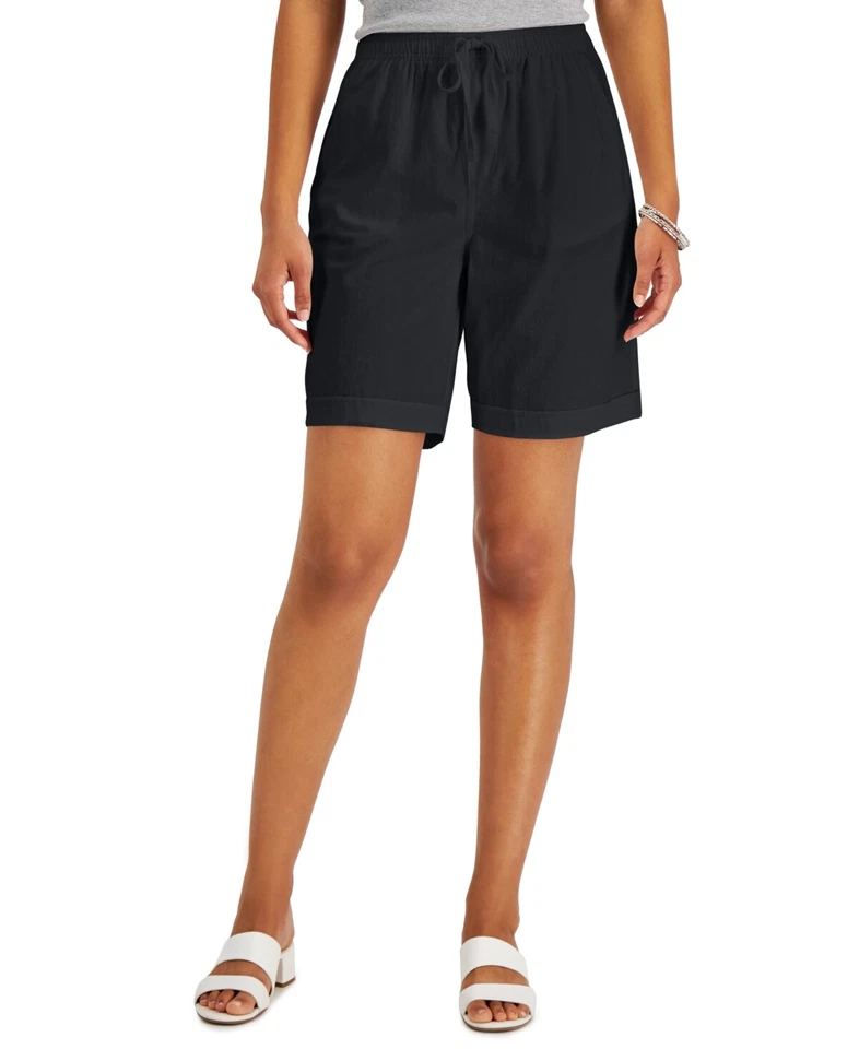 MSRP $30 Karen Scott Petite Cotton Gemma Shorts Black Size Small P - Image 1 of 1