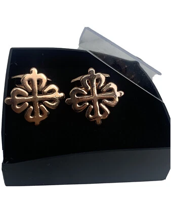 HIGH QUALITY KNOT men’s Cufflink ROSE GOLD Plated  Wedding IN A GIFT BOX UK - Image 1 of 4
