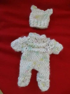 Doll Clothes Footed set Handknitted Suit for Baby fits 4" 5" Heavenly Handfuls - Picture 1 of 8