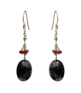 Gehna Jaipur Rutile Quartz, Garnet Gemstone Bead Earring In925 Silver ES-1640 - Picture 1 of 2