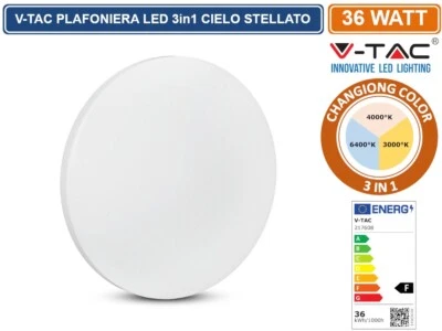 V-TAC VT-8436 PLAFONIERA LED 36W CHANGING COLOR 3IN1 CIRCOLARE CIELO STELLATO - Immagine 1 di 4