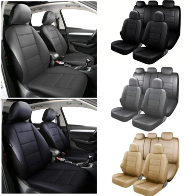 Car 5 Seat Covers Full Set Waterproof Leather Universal for Auto Sedan SUV Truck — 第 1/4 张图片