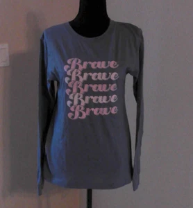 BELLA CANVAS WOMENS SIZE SMALL "BRAVE" SHIRT HEATHER BLUE NWT - Picture 1 of 4