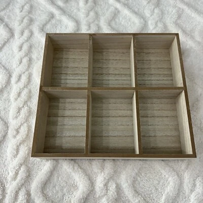 Wooden Grid Dinner, Snack, Storage Tray, Organizer Platter, Key Organizer 6 Divi - Image 1 of 4