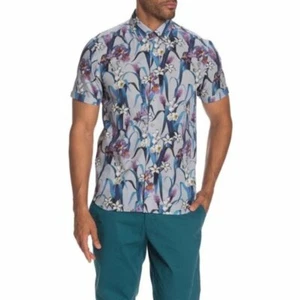 Ted Baker Mens Blue Hawaiian Collared Short Sleeve Button Up Shirt Sz XL NEW - Picture 1 of 5