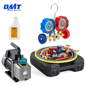 AC Vacuum Pump w Gauge Set for R134a R12 R22 R502 Recharging Evacuation 3.5cfm - Picture 1 of 8