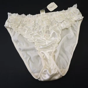 NEW Victoria's Secret VTG 90s Second Skin Satin Lace Sequin Bikini Panty MEDIUM - Picture 1 of 9