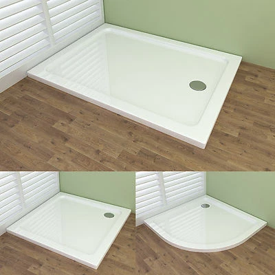 MIQU Duschwanne Acryl Duschtasse Dusche Acrylwanne 40mm flach Rechteck Viertelkreis