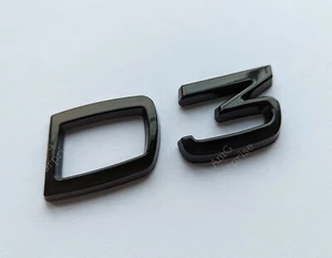 Gloss Black Metal Rear Badge Letters for Volvo D3 XC40 V40 S60 V60 XC60 C30 C70 - Picture 1 of 3